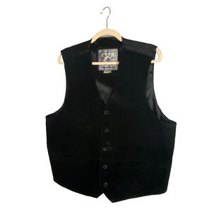 Pelle Sport Leather Vest Size XL Mens's Black Suede Pockets Button Front